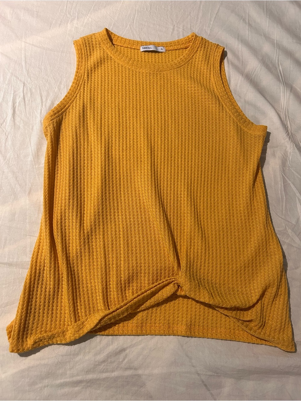 Mossimo Supply Co. Women's Yellow Waffle Knit Tank with Front Knot